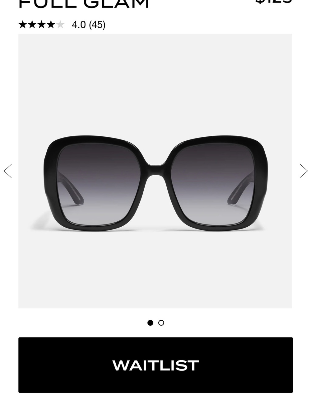 Quay Australia Full Glam Sunglasses Oversized Square Black Frame Black Fade Lens